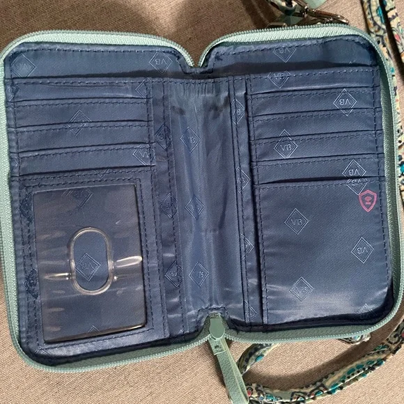 Vera Bradley Teal and Cream Crossbody Bag - Picture 5 of 5